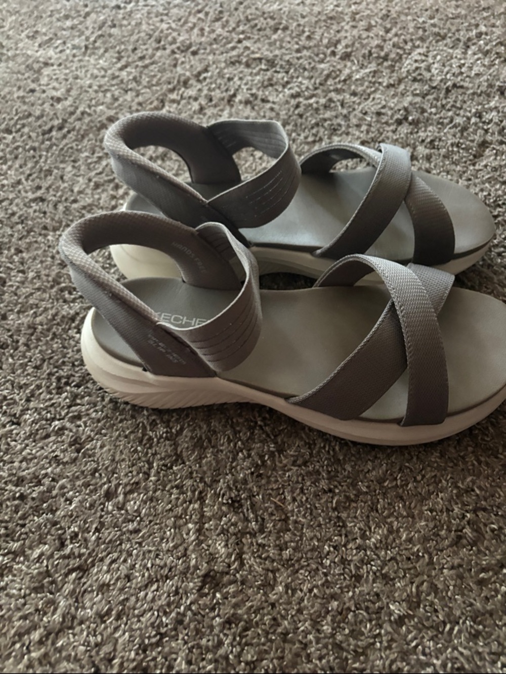 Skechers Women's slip-ins Gray Elastic Strap Sandals - Picture 3 of 5